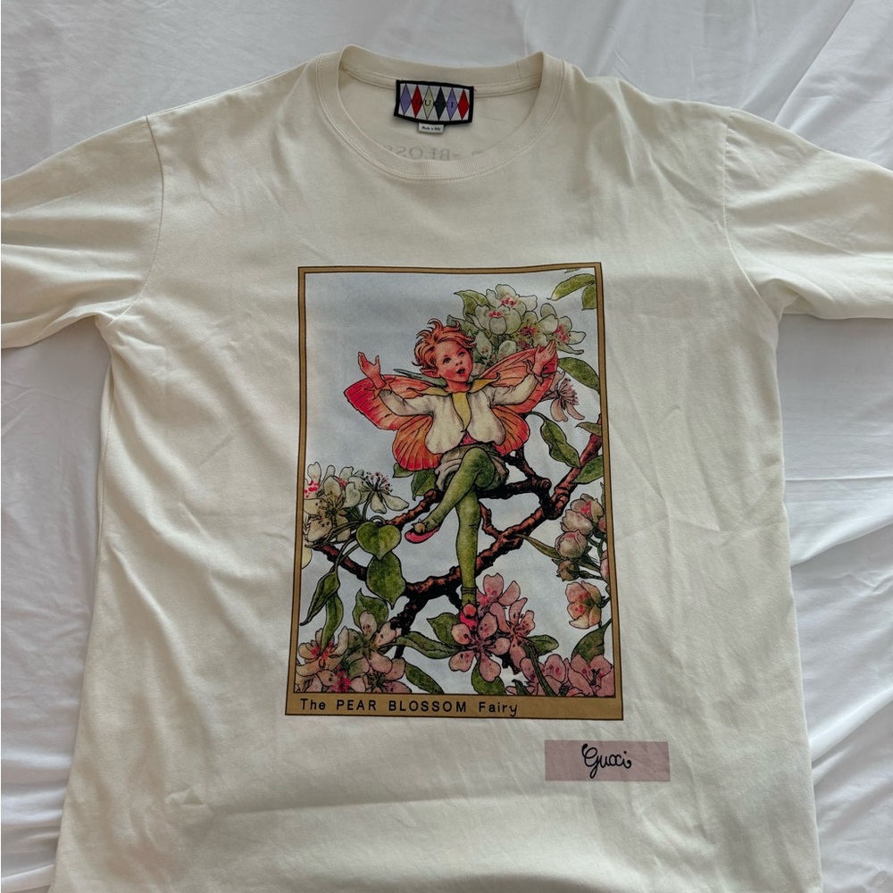 Gucci Cream T-Shirt with Poetic Print Limited Edition